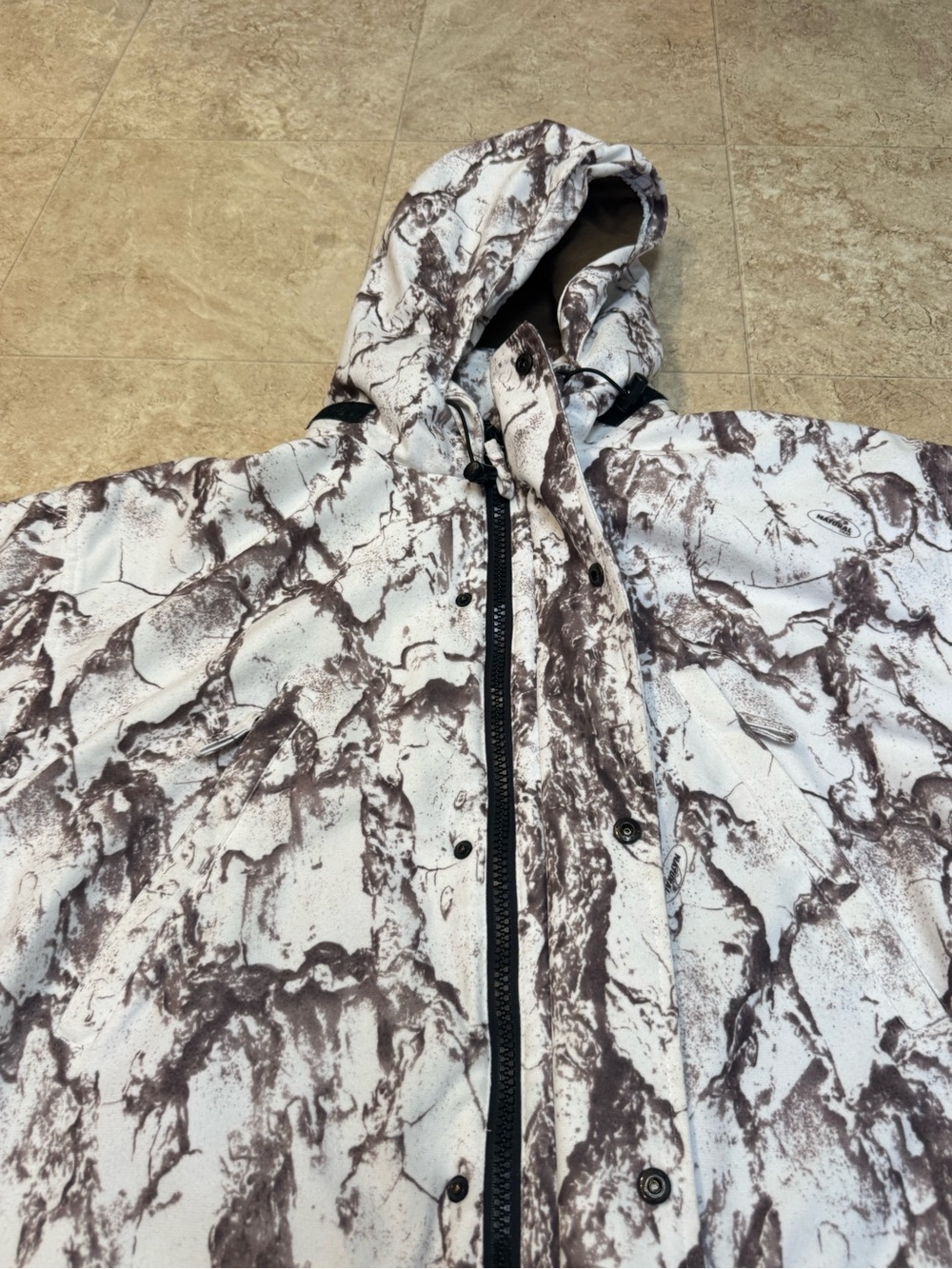 Natural Gear Men’s Fleece Lined Snow Camo Parka White Brown Camouflage Jacket L - Picture 4 of 11